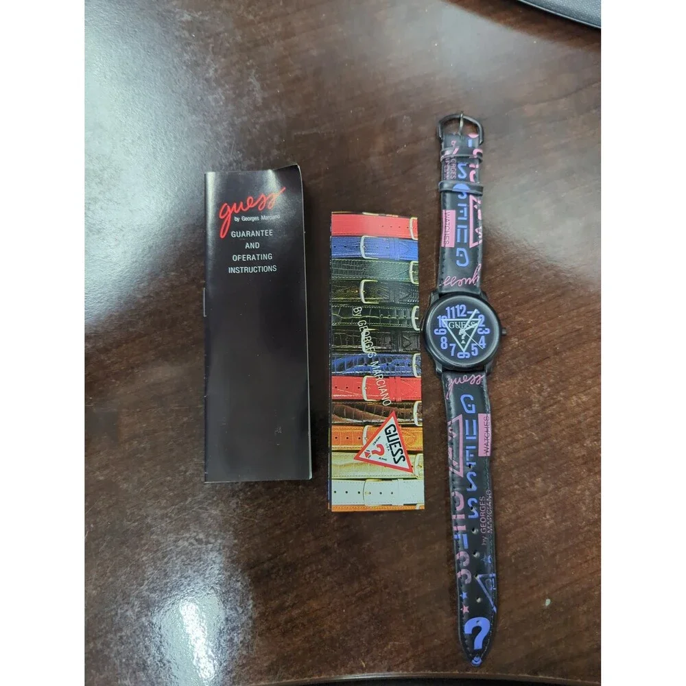 Rare vintage 90s Guess watch with original case and paperwork.
